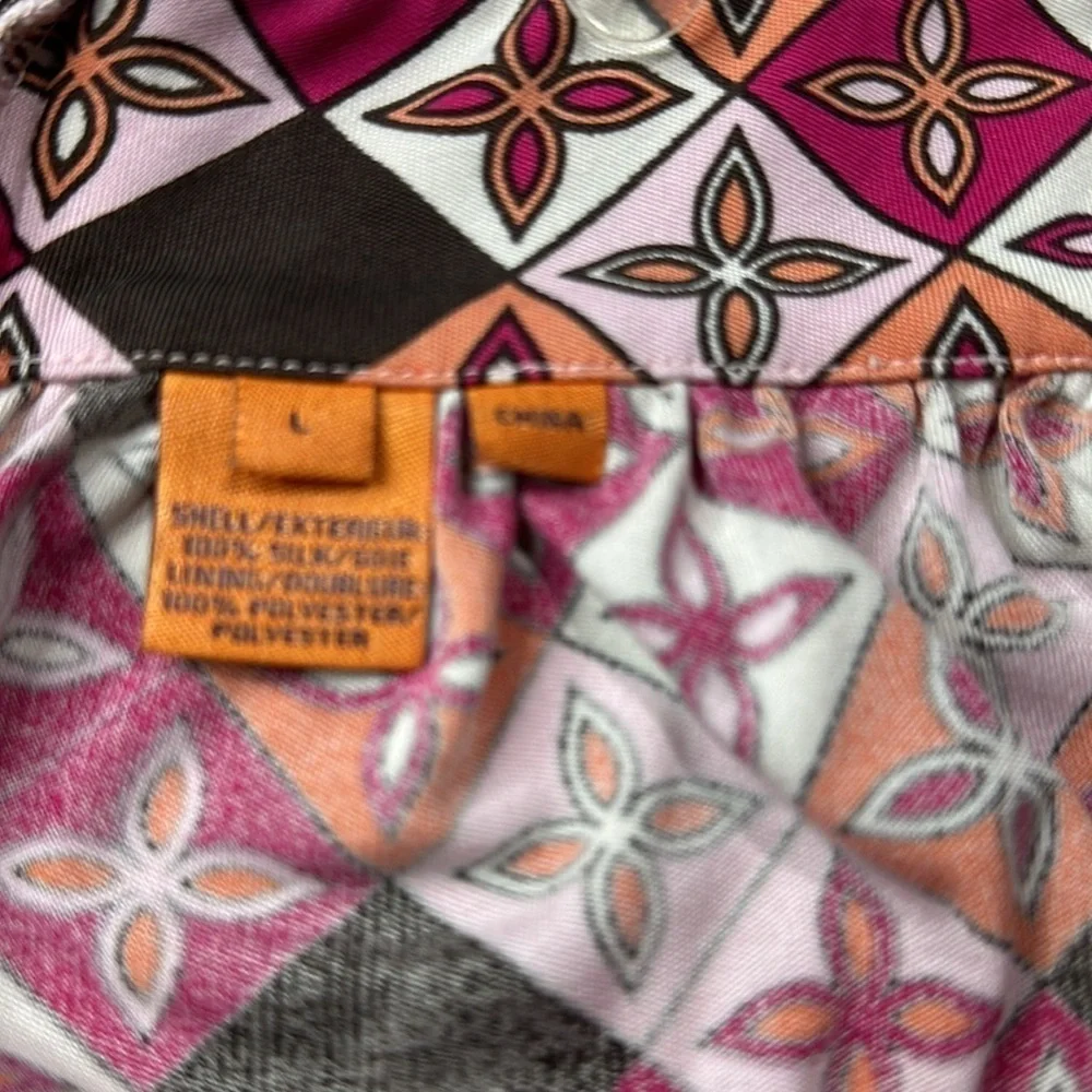 Tory Burch Silk Pink & Multi Color Halter Dress Size Large
